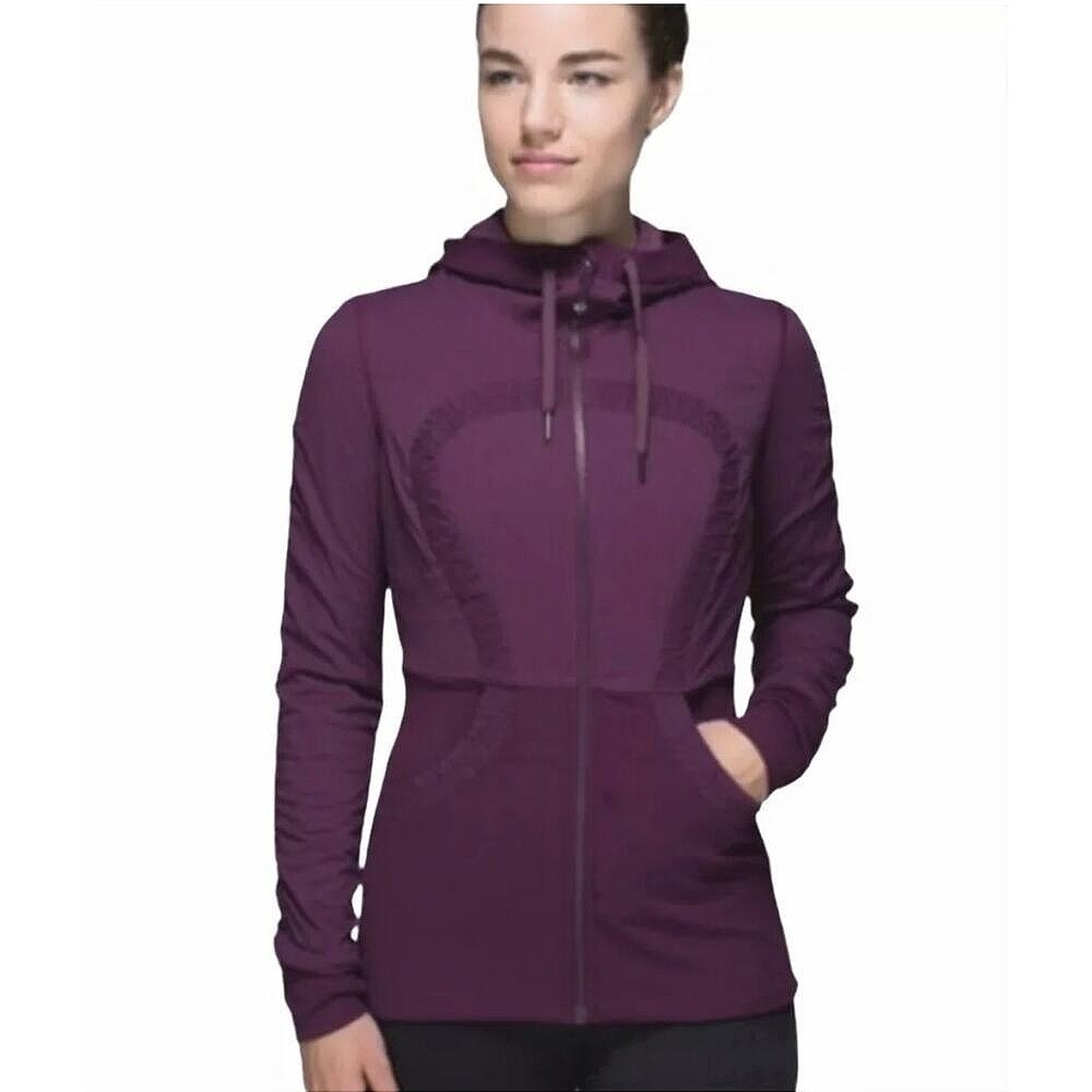 Lululemon Dance Studio Jacket Womens Size 6 Plum Purple Hoodie Thumbholes Gym